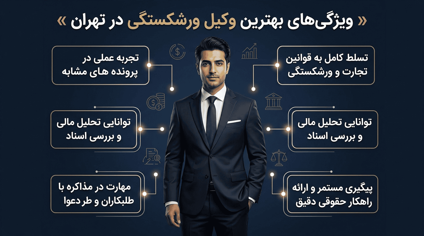 5 مورد از ویژگی‌های بهترین وکیل ورشکستگی در تهران
