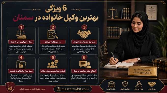 6 ویژگی بهترین وکیل خانواده در سمنان