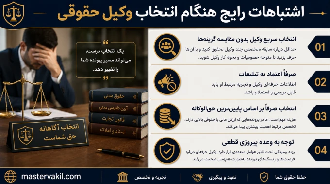 اشتباهات رایج هنگام انتخاب وکیل حقوقی
