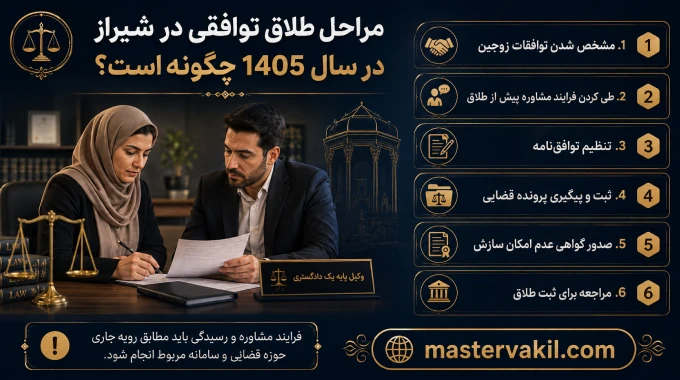 مراحل طلاق توافقی در شیراز در سال 1405 چگونه است؟