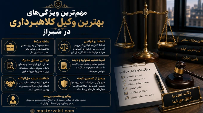 مهمترین ویژگیهای بهترین وکیل کلاهبرداری در شیراز