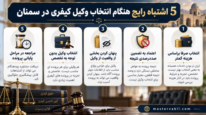 5 اشتباه رایج هنگام انتخاب وکیل کیفری در سمنان